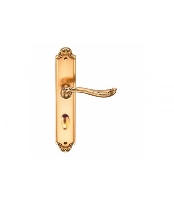 Ручка дверная на планке ARCHIE GENESIS ACANTO S. GOLD OL, сантехническая (с фиксатором WC), матовое золото