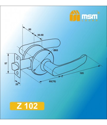 Ручка MSM защелка (фалевая) Z102 Полированная латунь (PB) Межкомнатная (M)