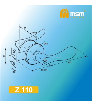 Ручка MSM защелка (фалевая) Z110 Полированная латунь (PB) Межкомнатная (M)