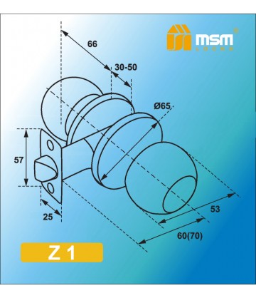 Ручка MSM защелка (шариковая) Z1 Полированная латунь (PB) Входная (R)