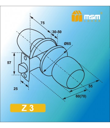 Ручка MSM защелка (шариковая) Z3 Светлое дерево (BW) Сантехническая (A)