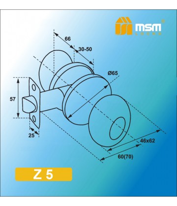 Ручка MSM защелка (шариковая) Z5 Медь (AC) Сантехническая (A)