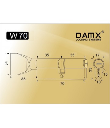 Сантехнический цилиндр DAMX W70 Матовый никель (SN)