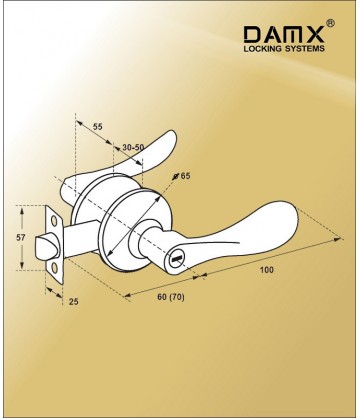 Ручка DAMX защелка (фалевая) Z110 Полированная латунь (PB) Входная (R)