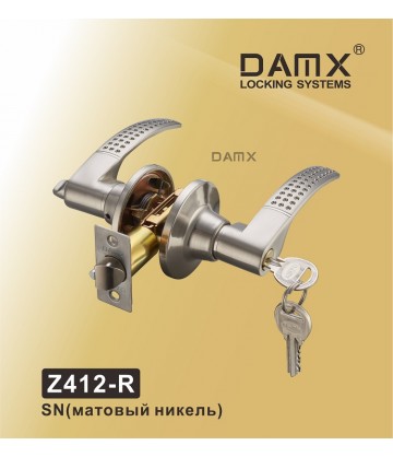 Ручка DAMX защелка (фалевая) Z412 Матовый никель (SN) Входная (R)