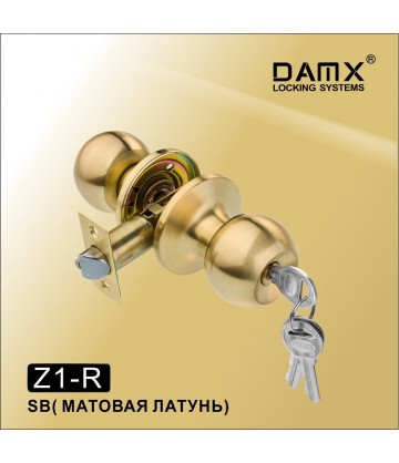 Ручка защелка (шариковая) DAMX Z1 Матовая латунь (SB) Входная (R)
