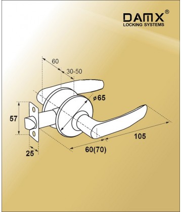 Ручка защелка (шариковая) DAMX Z100 Полированная латунь (PB) Входная (R)