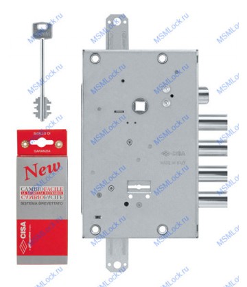 Дверной замок врезной Cisa сувальдный с защёлкой NEW CAMBIO FACILE 57.665.48 ключ 44 мм